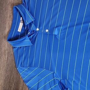 KJUS Men's Blue Soren Stripe Polo Shirt Short Sleeve UPF 50+ Size‎ 50 Medium